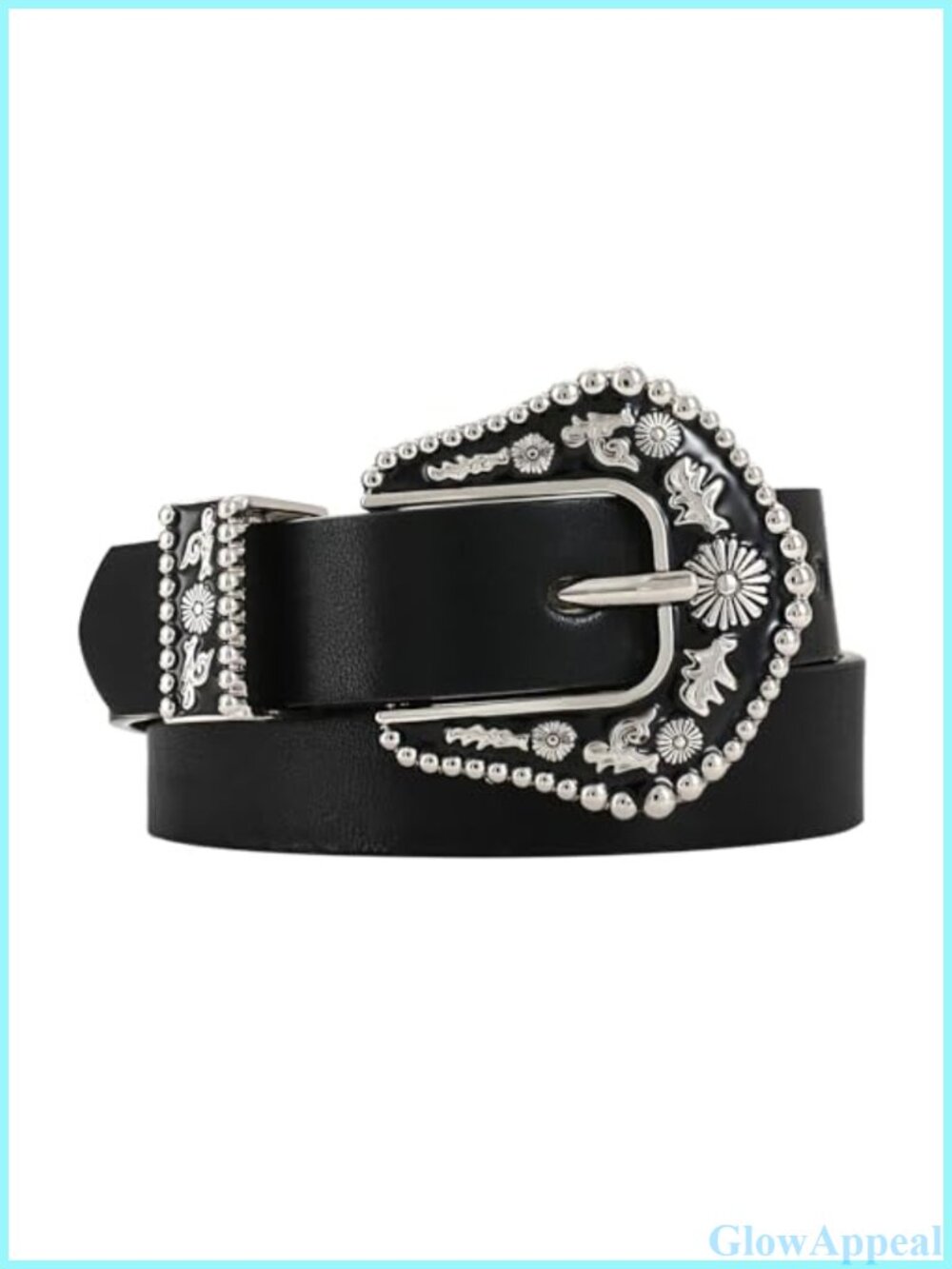 Synthetic Leather Western Cowboy Buckle Belt for Jeans Pants Dresses